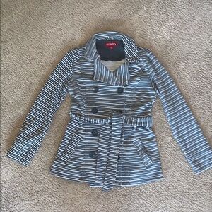 Merino knit striped belted Peacoat